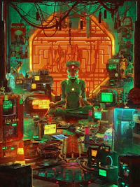 a room with a lot of electronic equipment in it